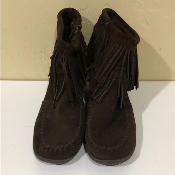 Fringe Suede Minnetonka Wedges - Picture 3 of 6